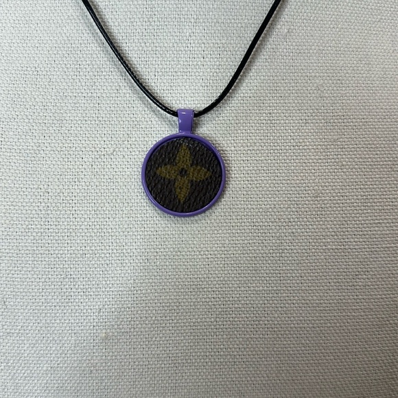Necklace with upcycled Louis Vuitton monogram charm - Picture 1 of 3